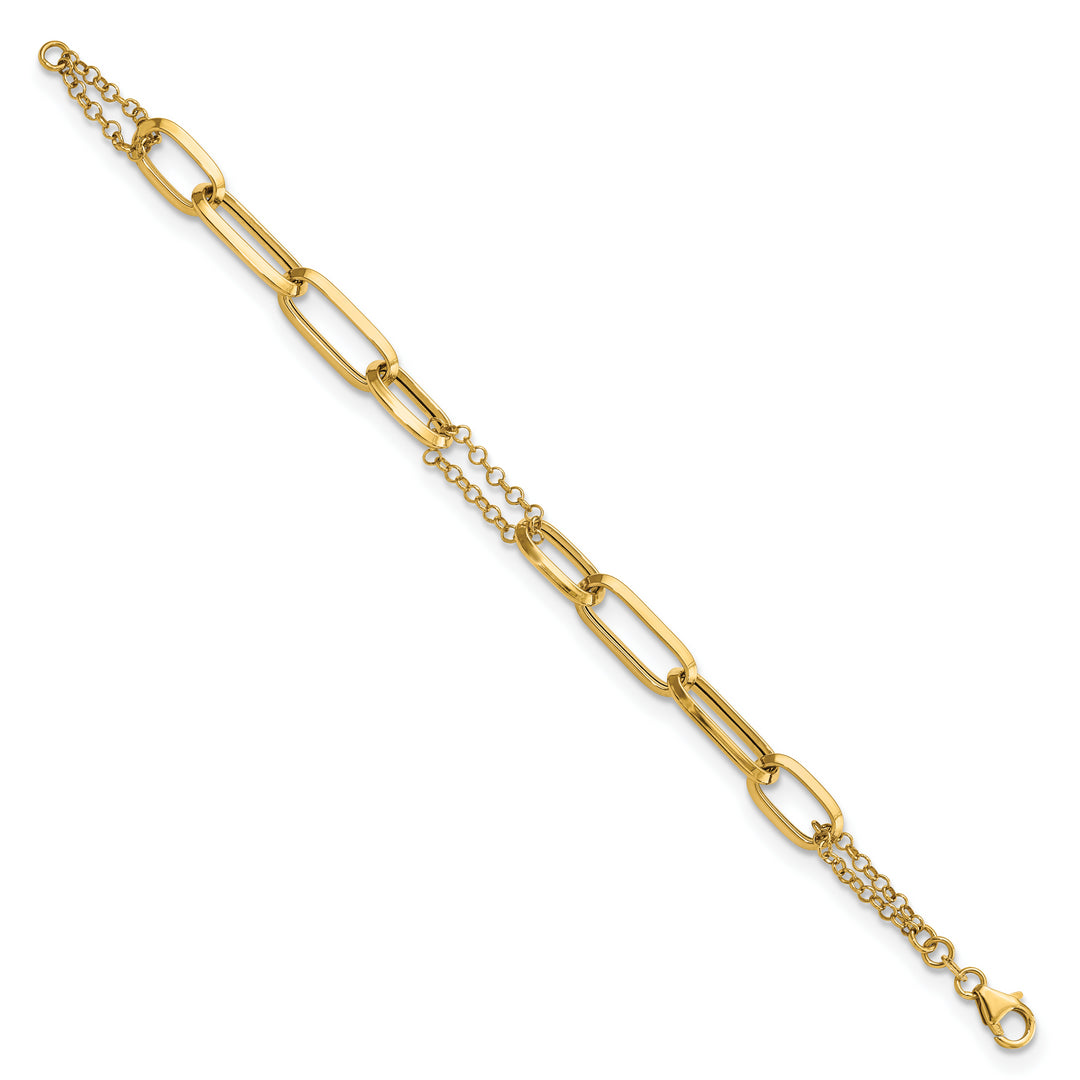 Pulsera de 7 pulgadas con múltiples eslabones pulidos de 14 k