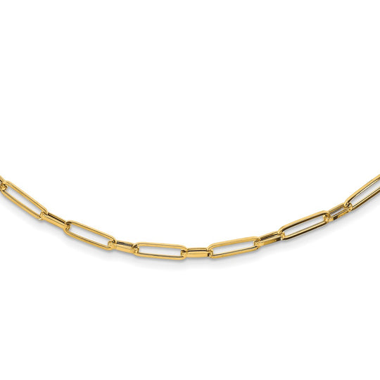 Collar de 14K Oro Amarillo con Eslabones Ovalados de Fantasía Pulidos – 24 Pulgadas