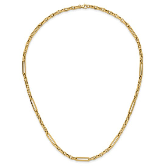 Collar de Oro 14K Pulido con Eslabones Elegantes