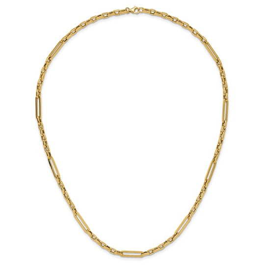 Collar de Oro 14K Pulido con Eslabones Elegantes