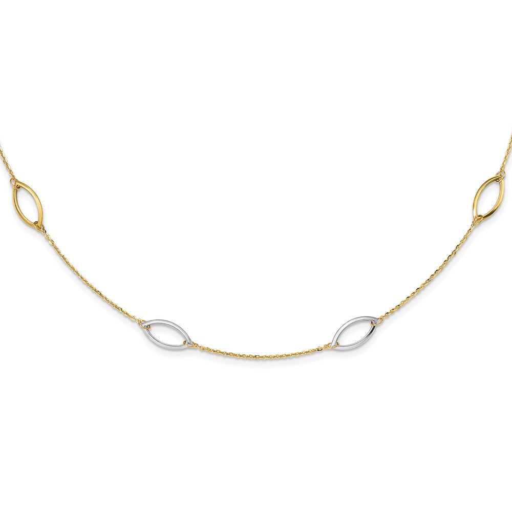 Collar Bicolor de Eslabones Fancy de 14K