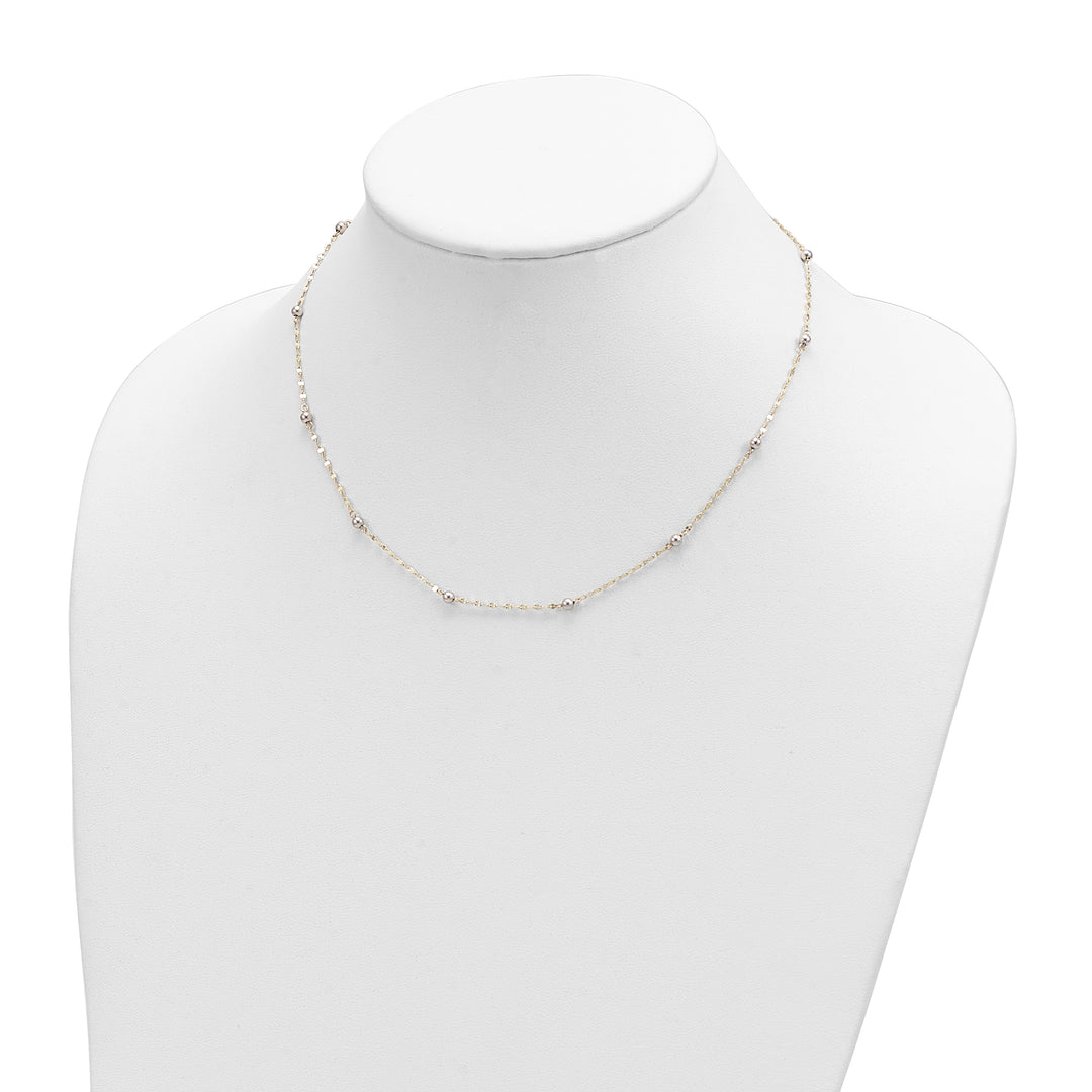 Collar Elegante Bead Pulido Bicolor de 14K