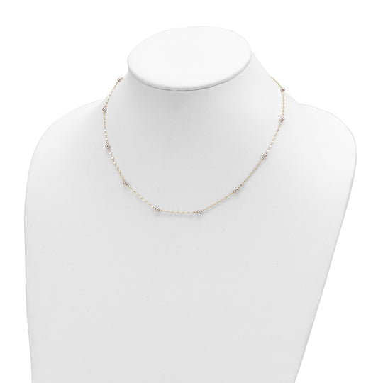 Collar Elegante Bead Pulido Bicolor de 14K