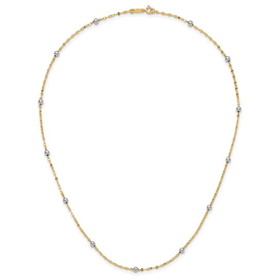 Collar Elegante Bead Pulido Bicolor de 14K