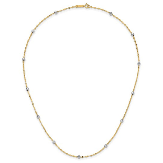 Collar Elegante Bead Pulido Bicolor de 14K