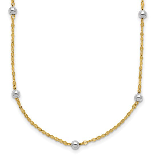 Collar Elegante Bead Pulido Bicolor de 14K