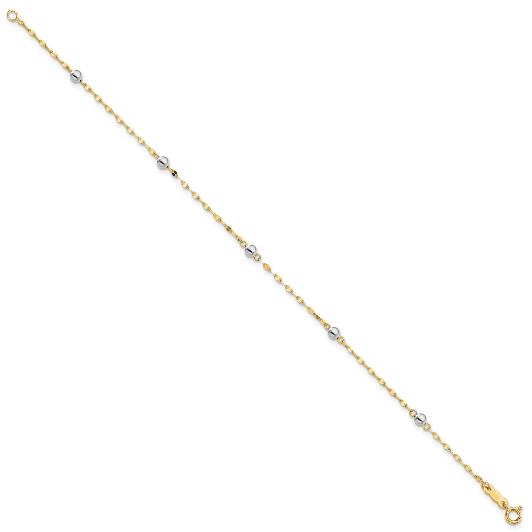 Pulsera de Perlas Pulidas Bicolor de 14K