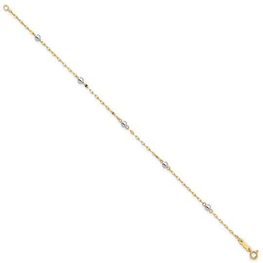 Pulsera de Perlas Pulidas Bicolor de 14K