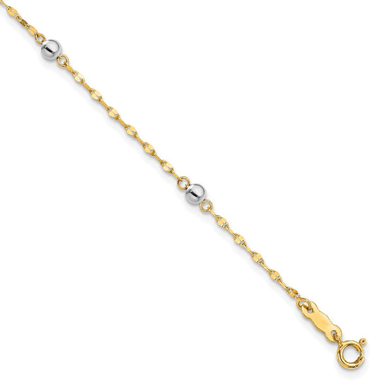 Pulsera de Perlas Pulidas Bicolor de 14K