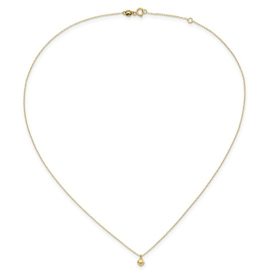 Collar con Corazón Hinchado Pulido en Oro Amarillo de 14K – 16.5 pulgadas