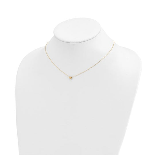 Collar de Corazón Pulido en Oro de 14k de 16.5 pulgadas