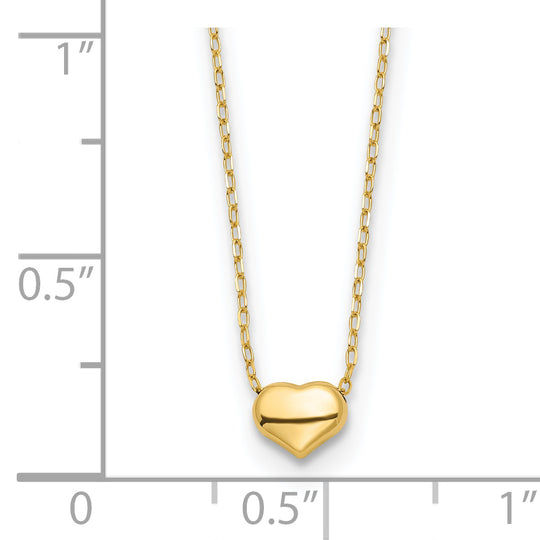 Collar de Corazón Pulido en Oro de 14k de 16.5 pulgadas