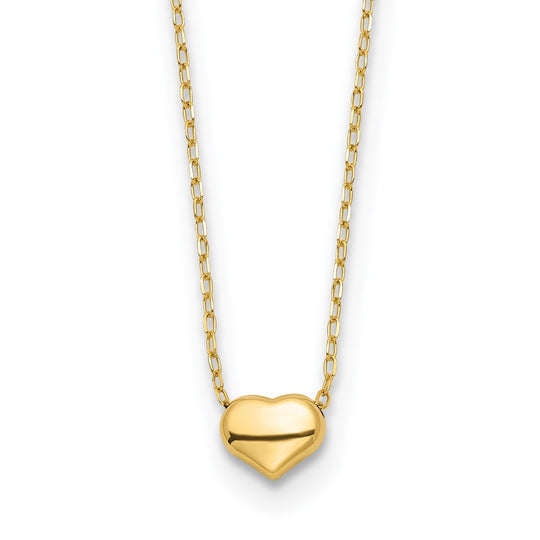 Collar de Corazón Pulido en Oro de 14k de 16.5 pulgadas