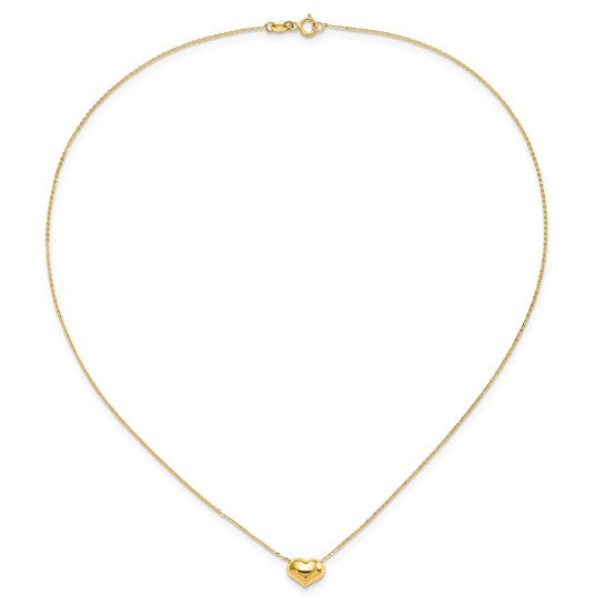 Collar de Corazón Relleno de 14K Pulido de 16.5 pulgadas