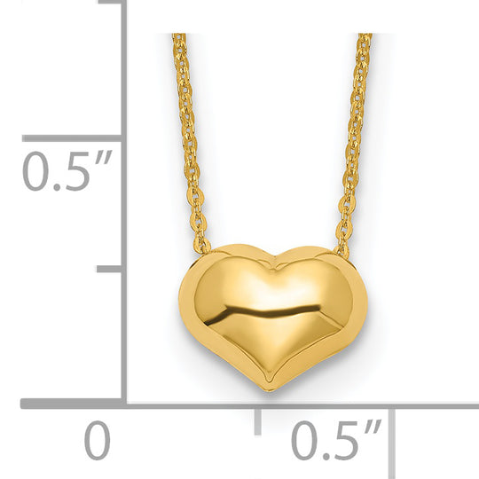 Collar de Corazón Relleno de 14K Pulido de 16.5 pulgadas