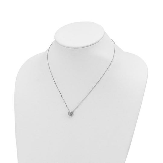 Collar con Colgante de Corazón Cortado con Diamante en Oro Blanco 14K