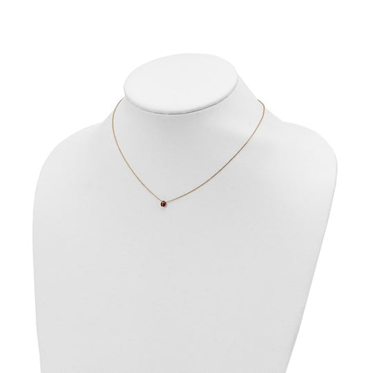 Collar con Dije de Mariquita Pequeña Pulida y Esmalte 14K (16.5in)