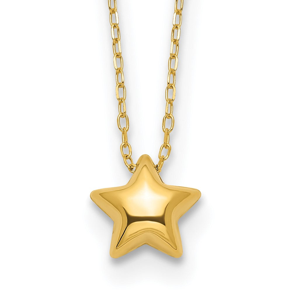 Collar de Estrella Inflada Pulida de 14k - 16.5 pulgadas