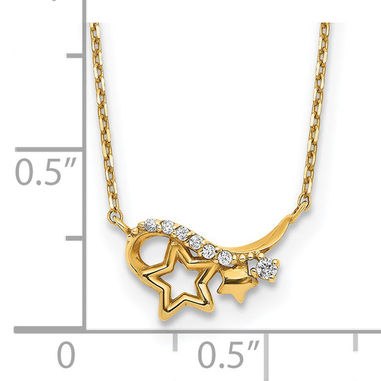 Collar de 14K con Estrella de Circonia Cúbica - 15” + 1” Extensión