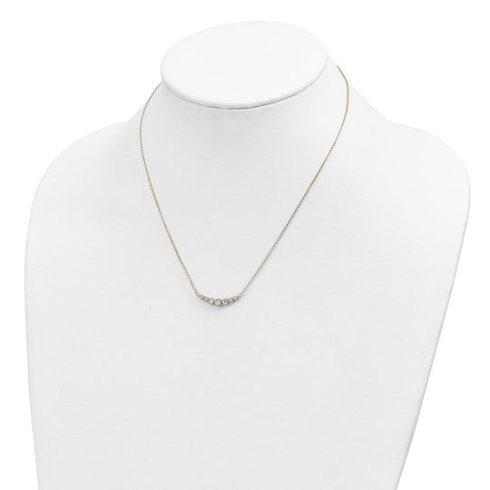 Collar Graduado Redondo Pulido con CZ de 14K