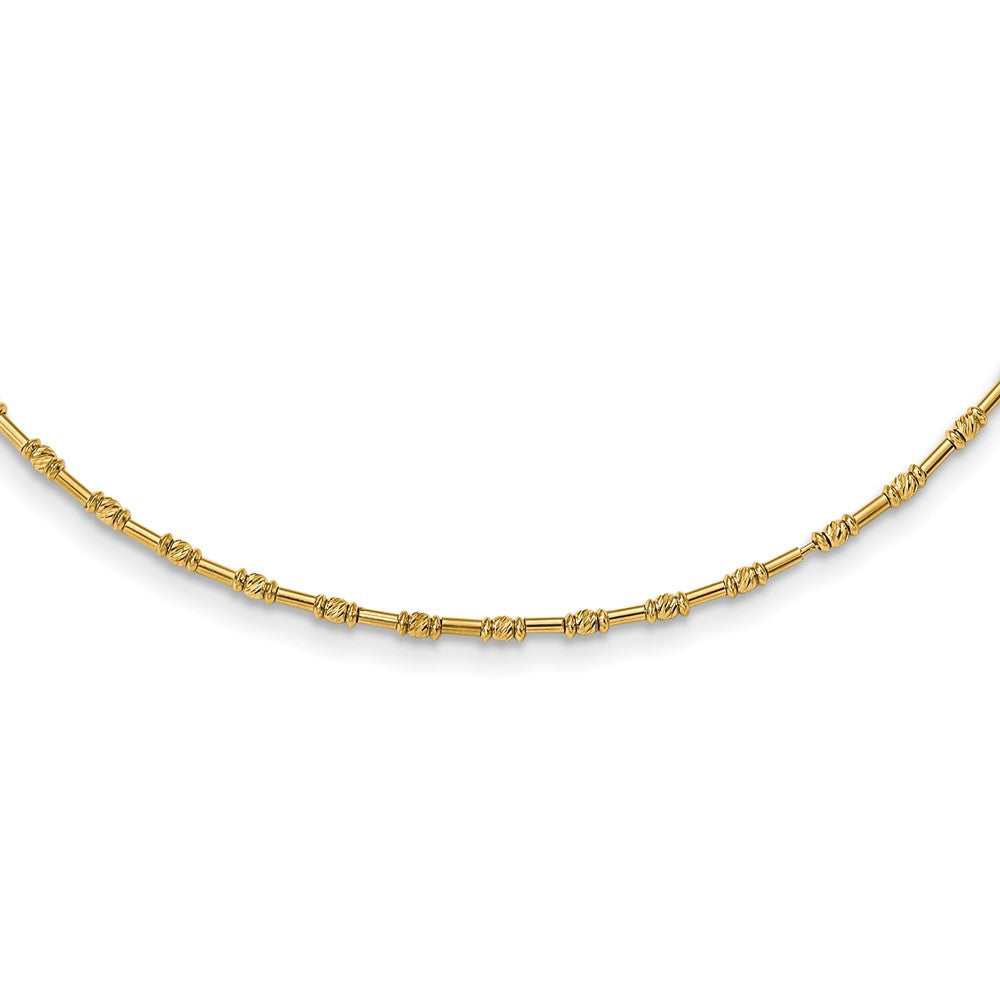 Collar de Cuentas en Oro Amarillo de 14K con Acabado Pulido y Diamond-Cut