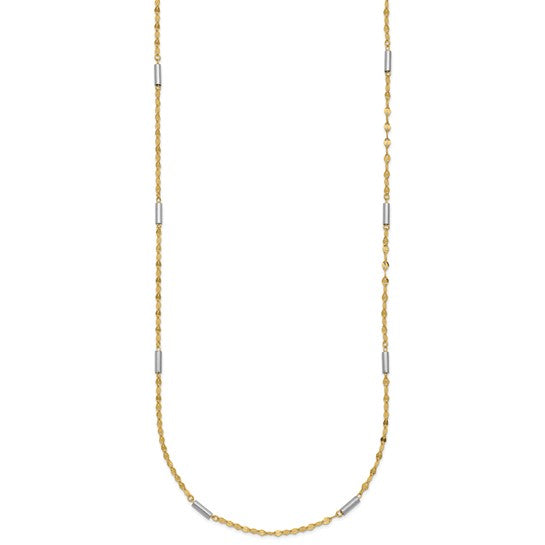 Collar de 14K Bicolor con Enlaces Mini Bar Diamond-Cut