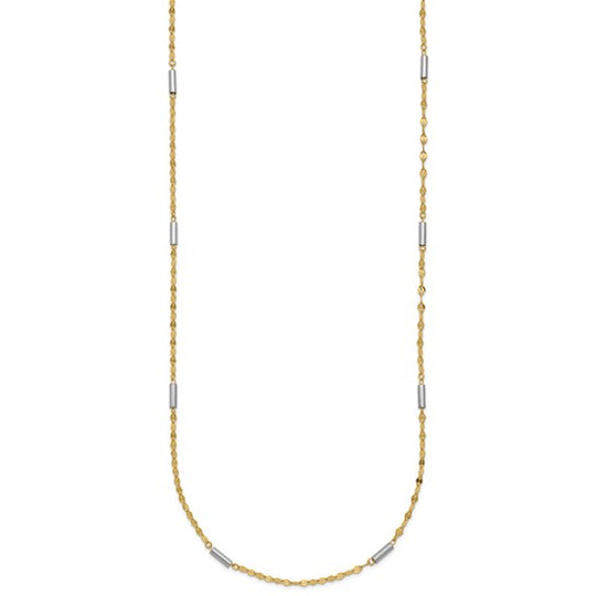 Collar de 14K Bicolor con Enlaces Mini Bar Diamond-Cut