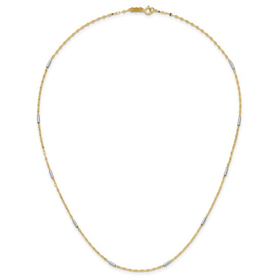 Collar de 14K Bicolor con Enlaces Mini Bar Diamond-Cut