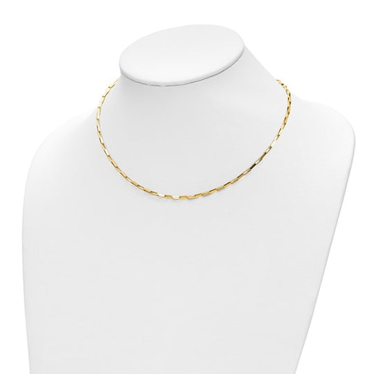 Collar de Oro Amarillo de 14K con Enlaces Cuadrados Elegantes - 17 Pulgadas