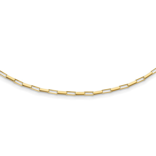 Collar de Oro Amarillo de 14K con Enlaces Cuadrados Elegantes - 17 Pulgadas