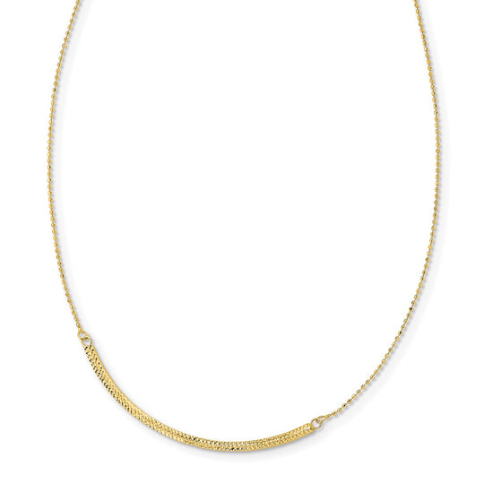 Collar Ajustable de Hasta 33 Pulgadas en Oro de 14K Tricolor con Barra Curva