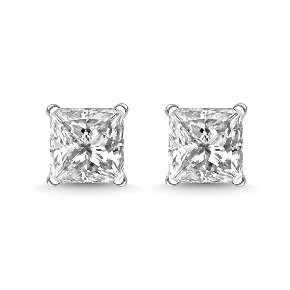 Oro blanco de 14 quilates de 1/2 qt.Tw. Aretes de diamantes de primera calidad