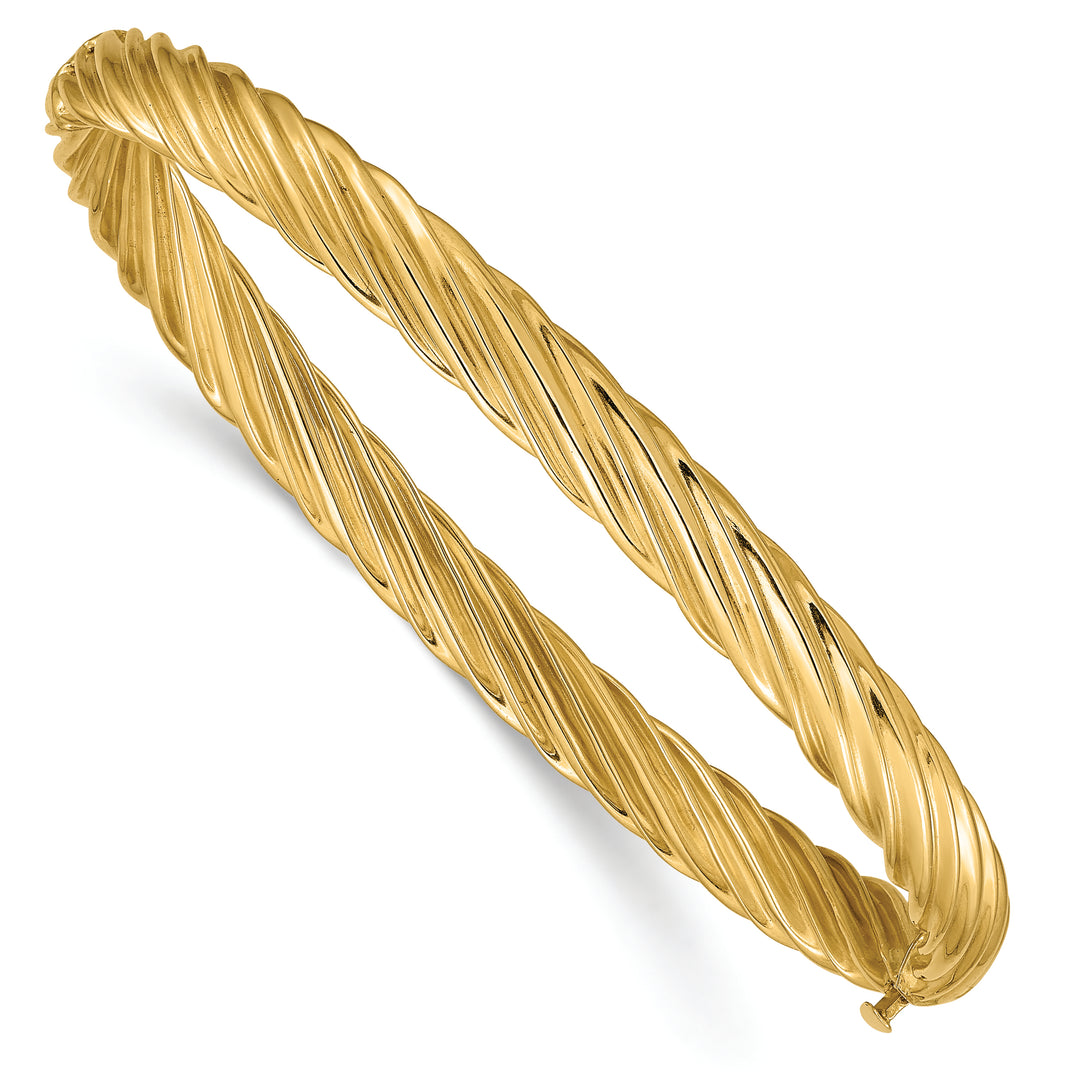 Pulsera Bangle Texturizada de Bisagra Sobredimensionada de 3/16 en Oro de 14k