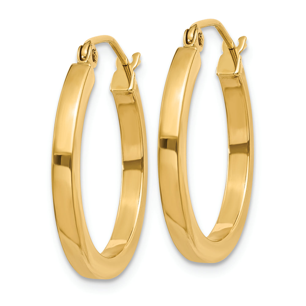 Aretes Tipo Argolla de Tubo Cuadrado de  2 mm en Oro de 14k