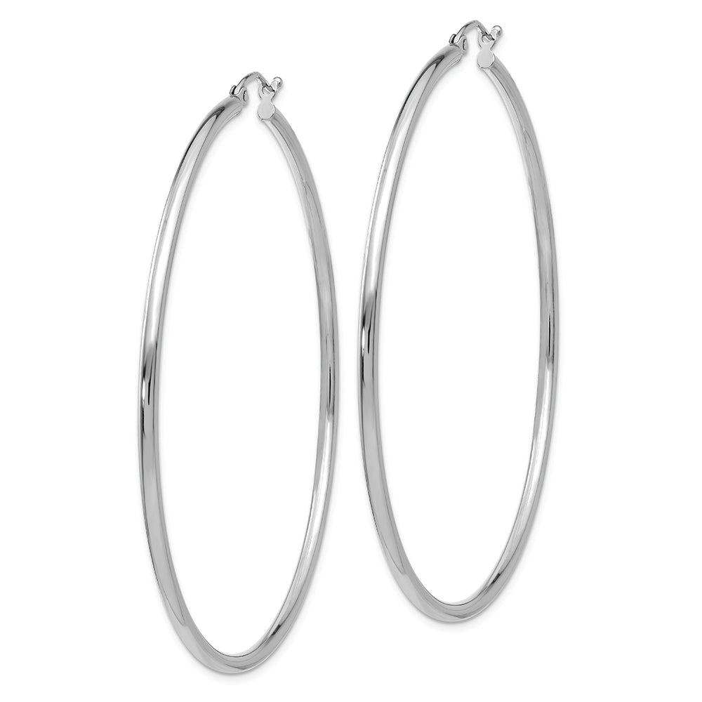 Aros Livianos de Tubo en Oro Blanco de 14k Pulidos (2x60mm)