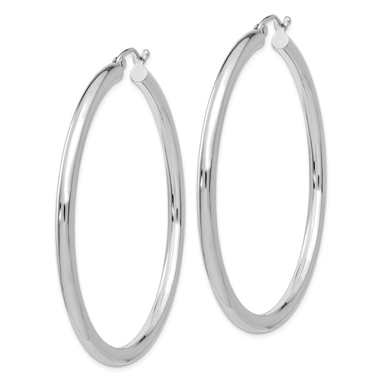 Aros Livianos de Tubo en Oro Blanco de 14k Pulidos (3mm x 50mm)