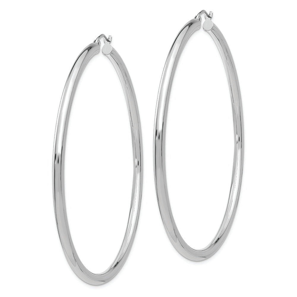 Aros Livianos de Tubo en Oro Blanco de 14k Pulidos (3mm x 65mm)