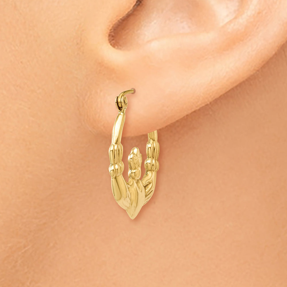 Aretes Tipo Argolla Claddagh Pulidos en Oro de 14k