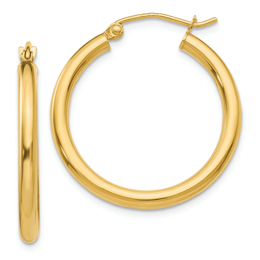 Pendientes de Aro Tubo Livianos Pulidos de Oro Amarillo de 14K de 2.5 mm