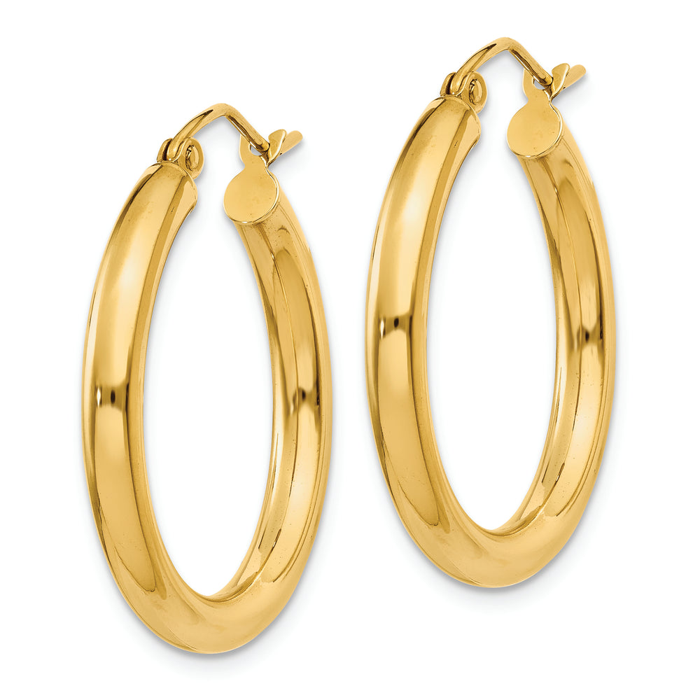 Pendientes de Aro Tubo Pulidos de Oro Amarillo de 14K de 3 mm