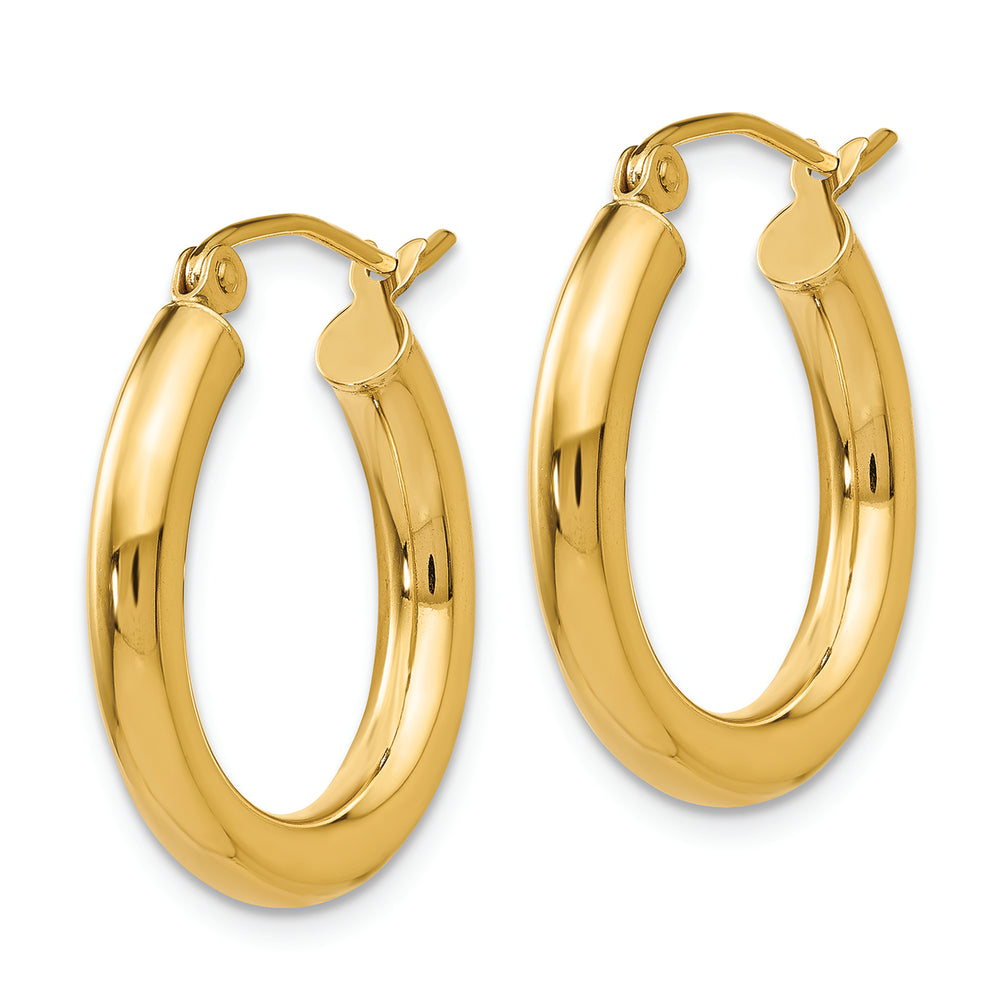 Pendientes de Aro Tubo Pulidos de Oro Amarillo de 14K de 3 mm