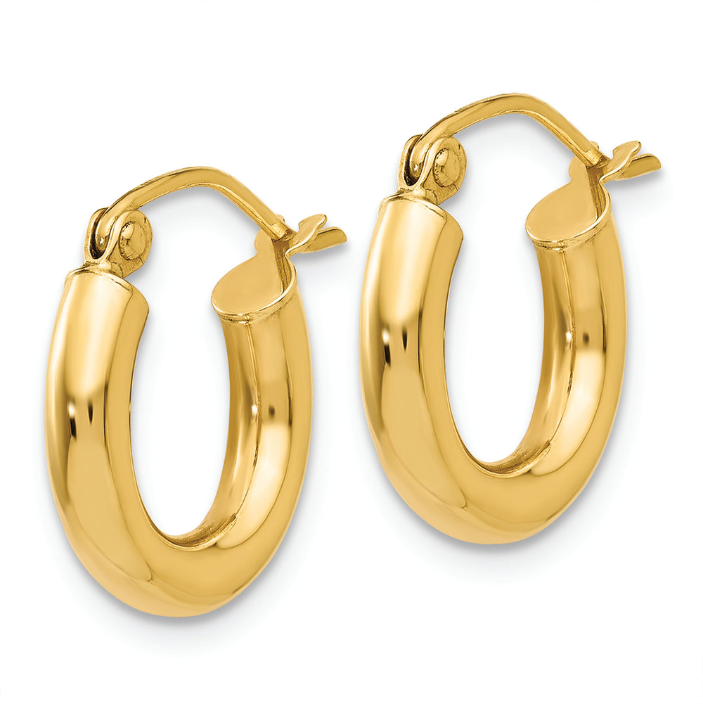 Pendientes de Aro Tubo Livianos Pulidos de Oro Amarillo de 14K de 3 mm