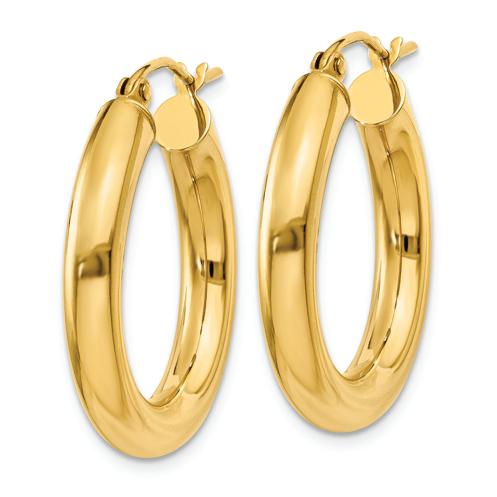 Pendientes de Aro Tubo Livianos Pulidos de Oro Amarillo de 14K de 4 mm