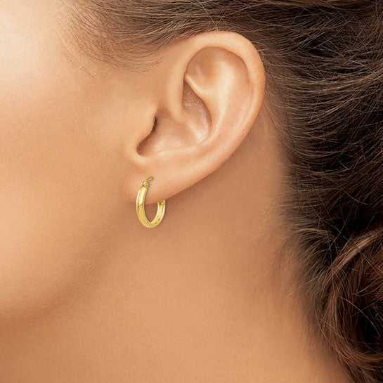 Aretes Aros Pulidos en Oro Amarillo de 14k