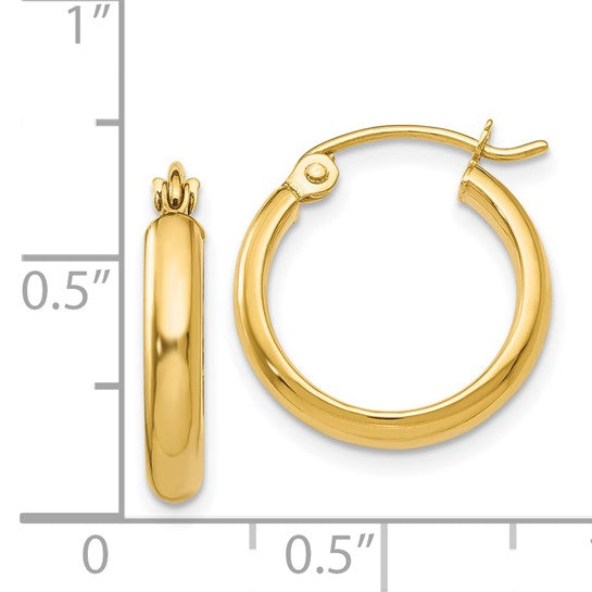 Aretes Aros Pulidos en Oro Amarillo de 14k