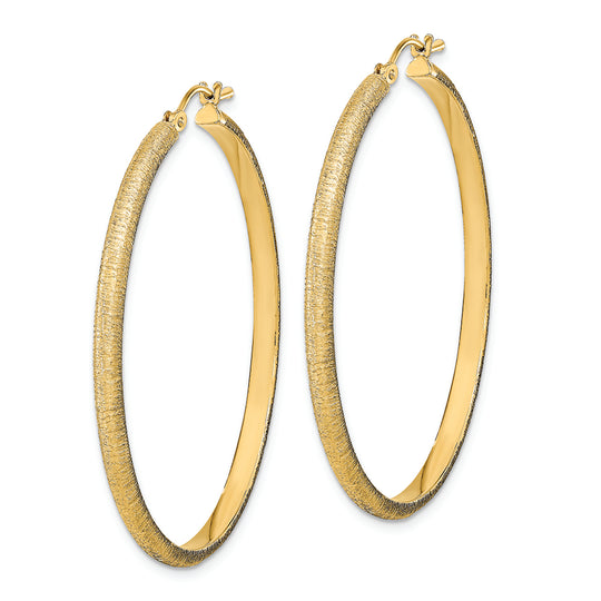 Aretes Tipo Argolla Satinados y Pulidos en Oro de 14k