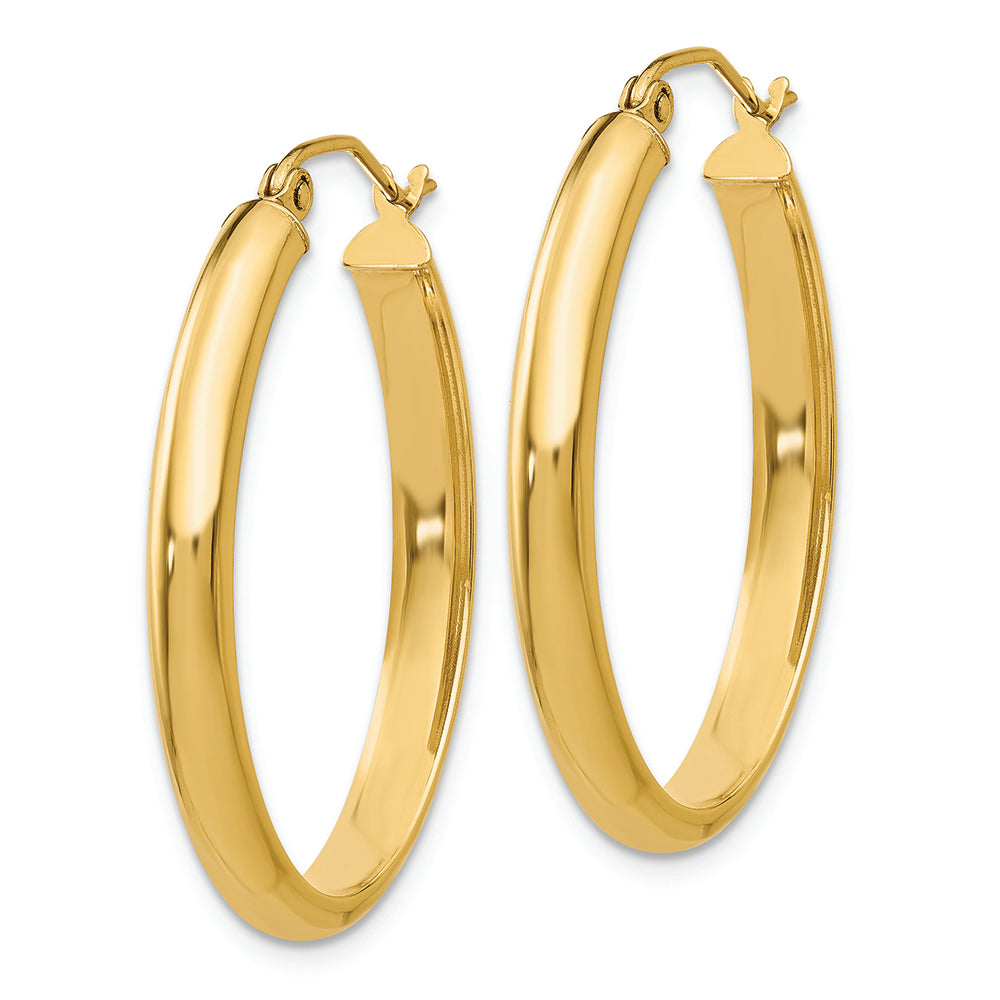 Pendientes de Aro Ovalados en Oro Amarillo de 14K Pulido de 3.5 mm