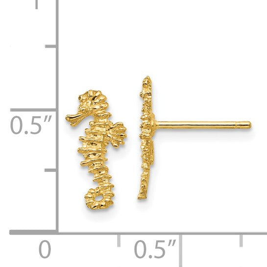 Aretes de Poste Mini Caballitos de Mar Izquierdo y Derecho de 14K