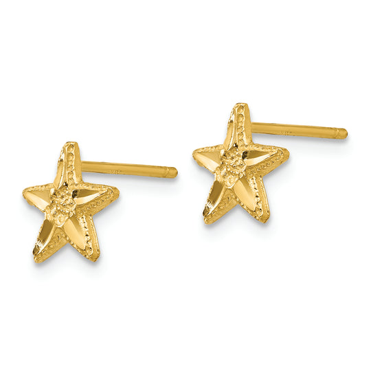 Pendientes con Estrella de Mar Cortados a Diamante de 14k