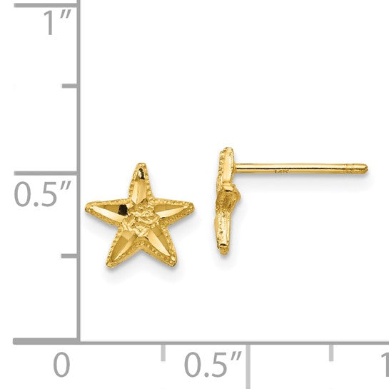 Pendientes con Estrella de Mar Cortados a Diamante de 14k